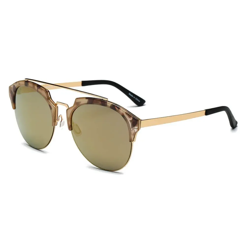 Kiss Womens Tortoise Browline Cat Eye Sunglasses Brown Mirrored Lens